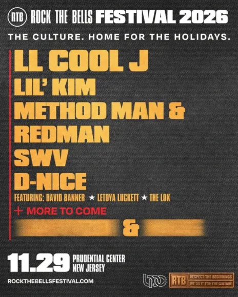 Affiche du festival Rock the Bells 2026 LL Cool J Lil Kim Method Man Redman SWV